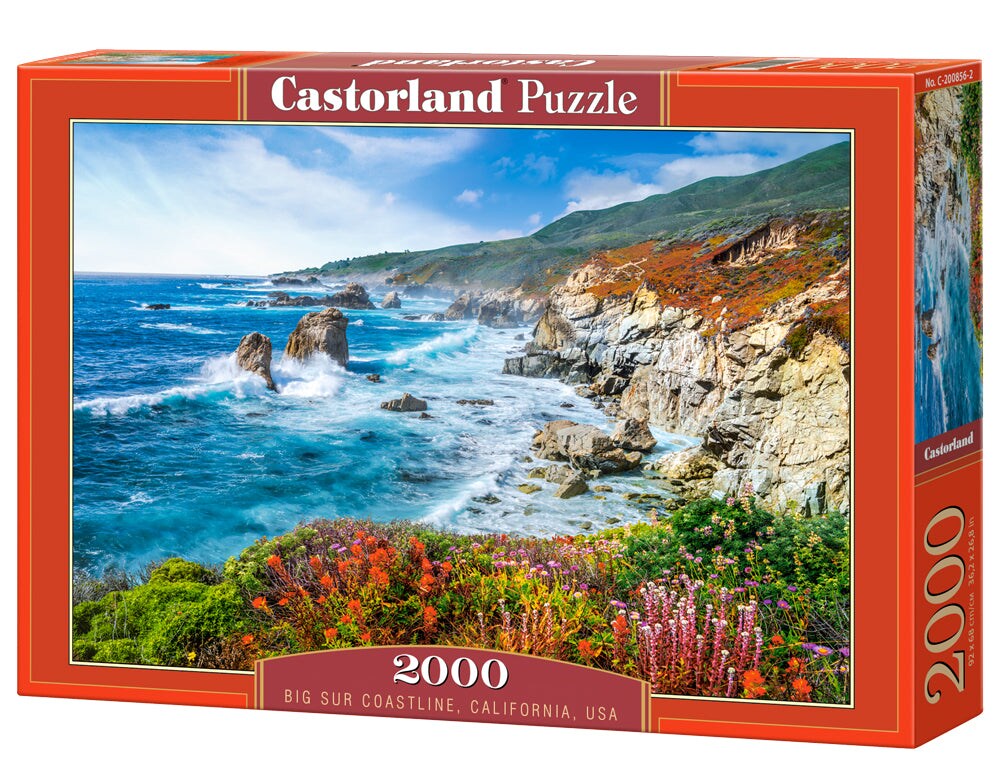 2000 Piece Jigsaw Puzzle, Big Sur Coastline, California, USA, Coastal landscape, Breathtaking view puzzle, Adult Puzzle, Castorland C-200856-2