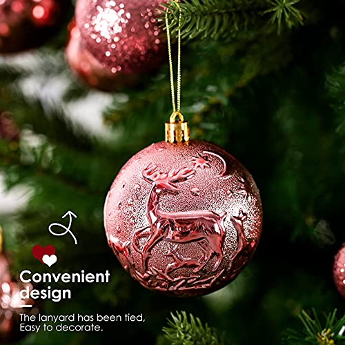 Christmas Ornaments for Xmas Trees,Rose Gold Shatterproof Christmas Ball Ornaments