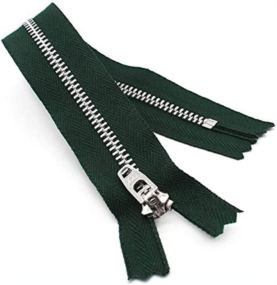 #4.5 Aluminum Jeans/Pants Hemlock Green Medium Weight YKK Zippers - Color: Hemlock Green #890 - Choose Your Length - Made in The United States (1 Zipper Per Pack) (9&#x22; Inches)