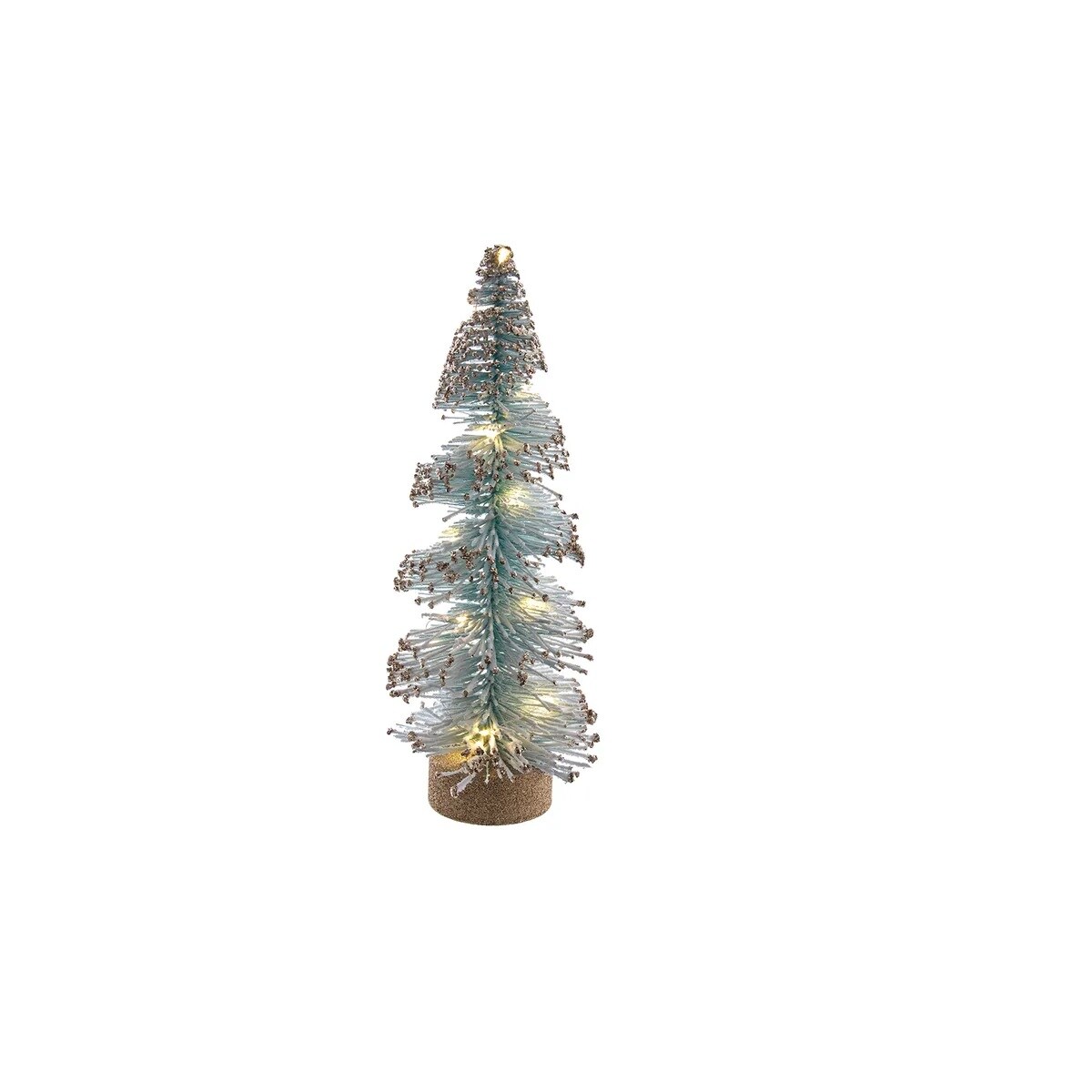 KSA Set of 6 Pre-lit Potted Blue Spruce Artificial Christmas Tree, Green Lights 13&#x22;