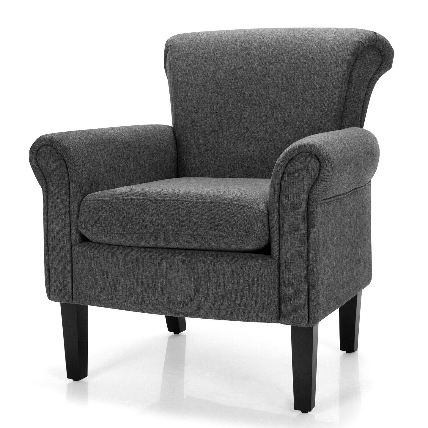 Upholstered Fabric Accent Chair with Adjustable Foot Pads