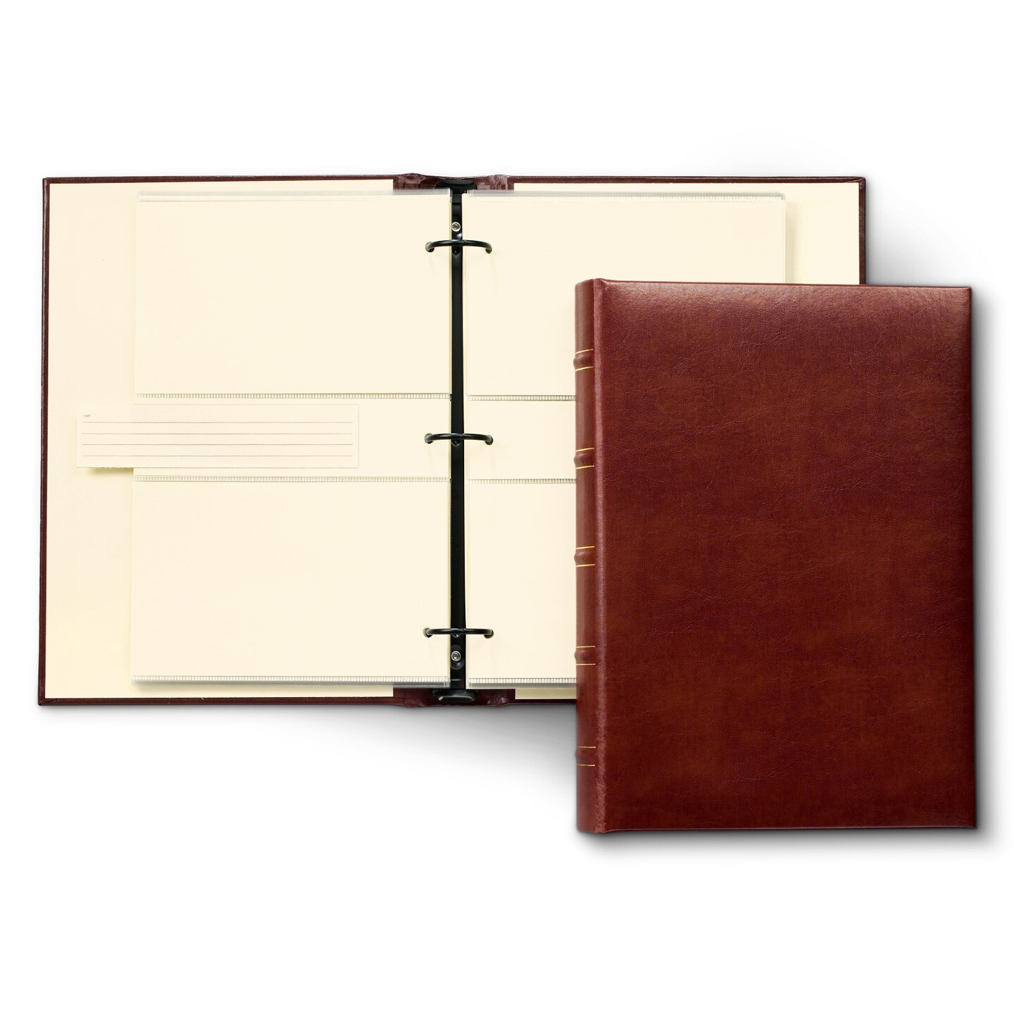 Gallery Leather Slimline Photo Album 4x6-3 Ring Binder, 60 Pages for 120 Photos, Fillable, Can Fit 4x6 Photos, Handcrafted - 11.75 x 8.0 &#x22;