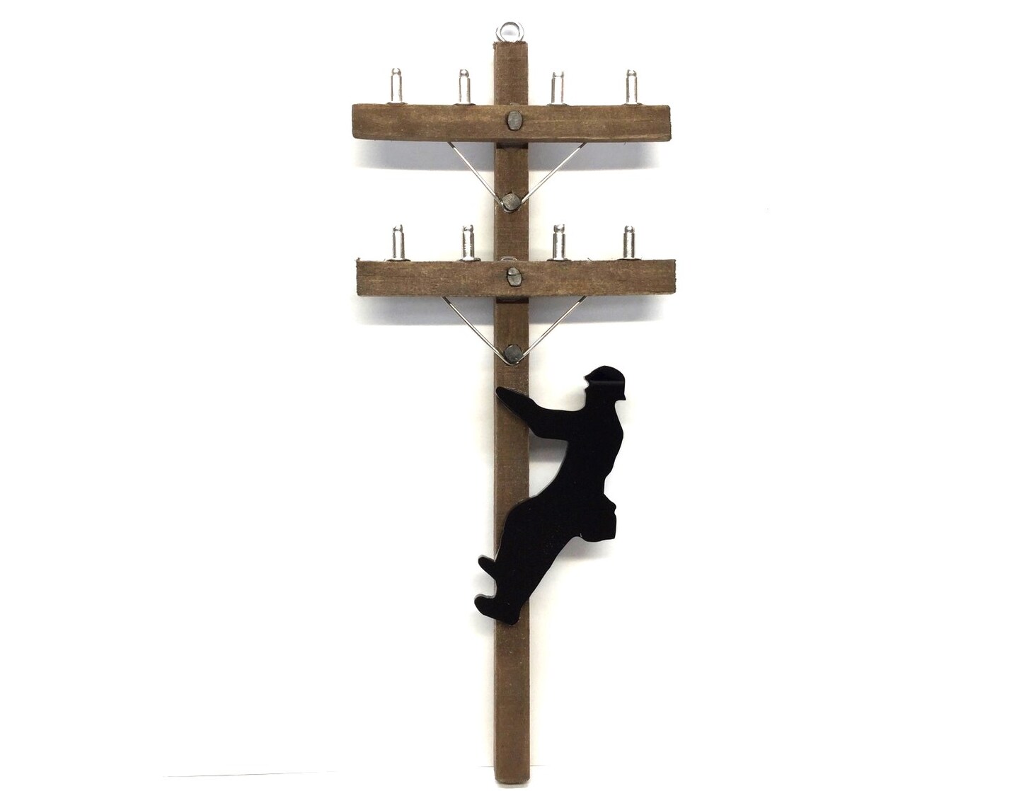 Lineman Christmas Tree Ornament, Power Pole with Silhouette Climber, 1  (ONE) Ornament Pole