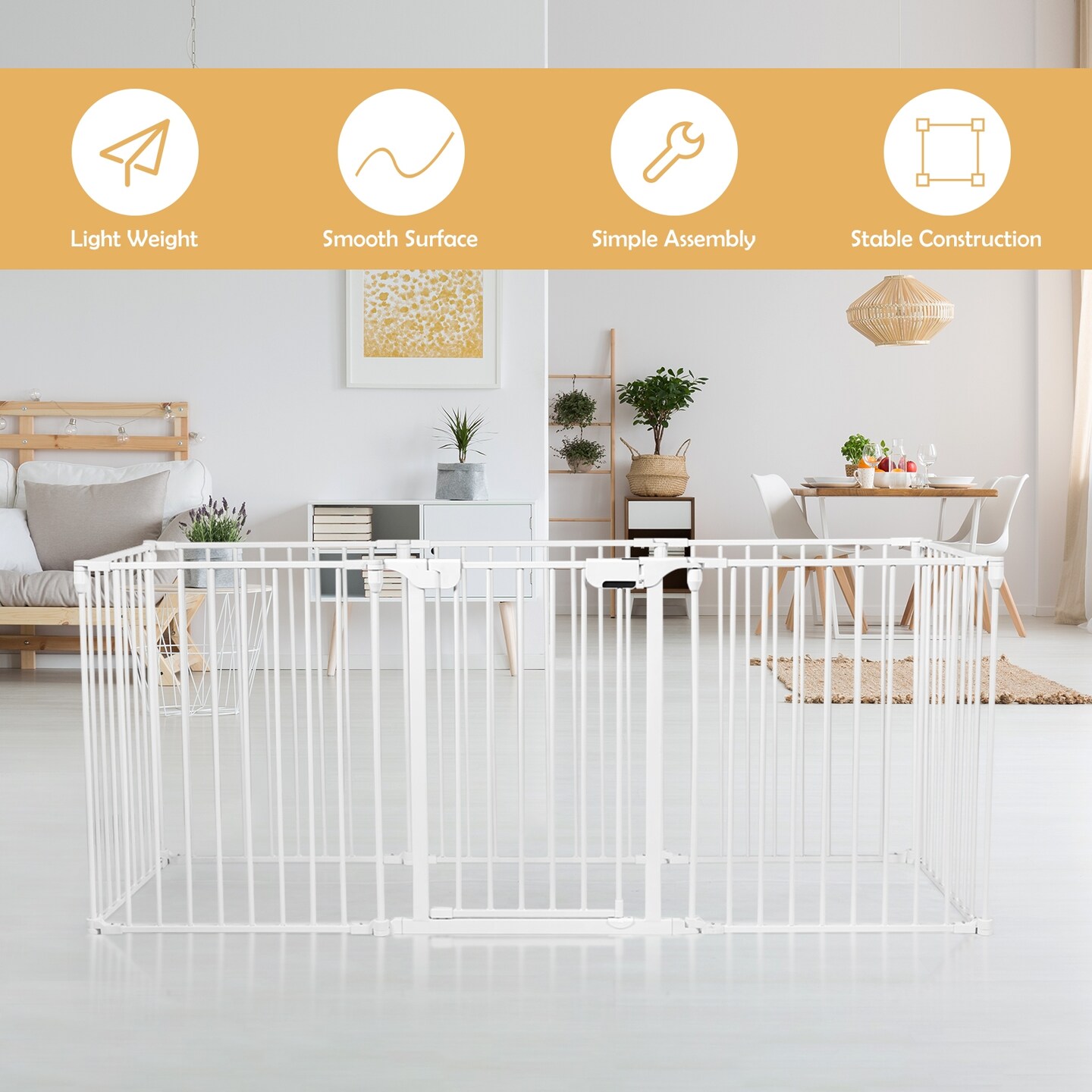 Adjustable Panel Baby Safe Metal Gate Play Yard