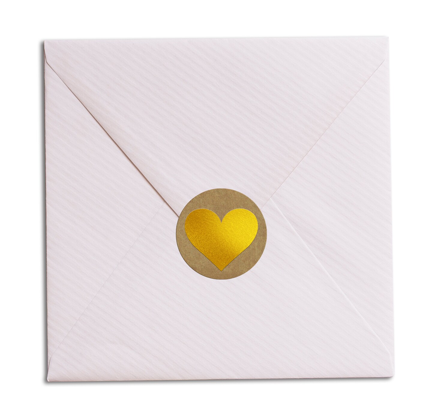 Great Papers! Seals, Self-Adhesive, Gold Foil Heart on Kraft, 1.57&#x22; Diameter, 250 Seals/Roll