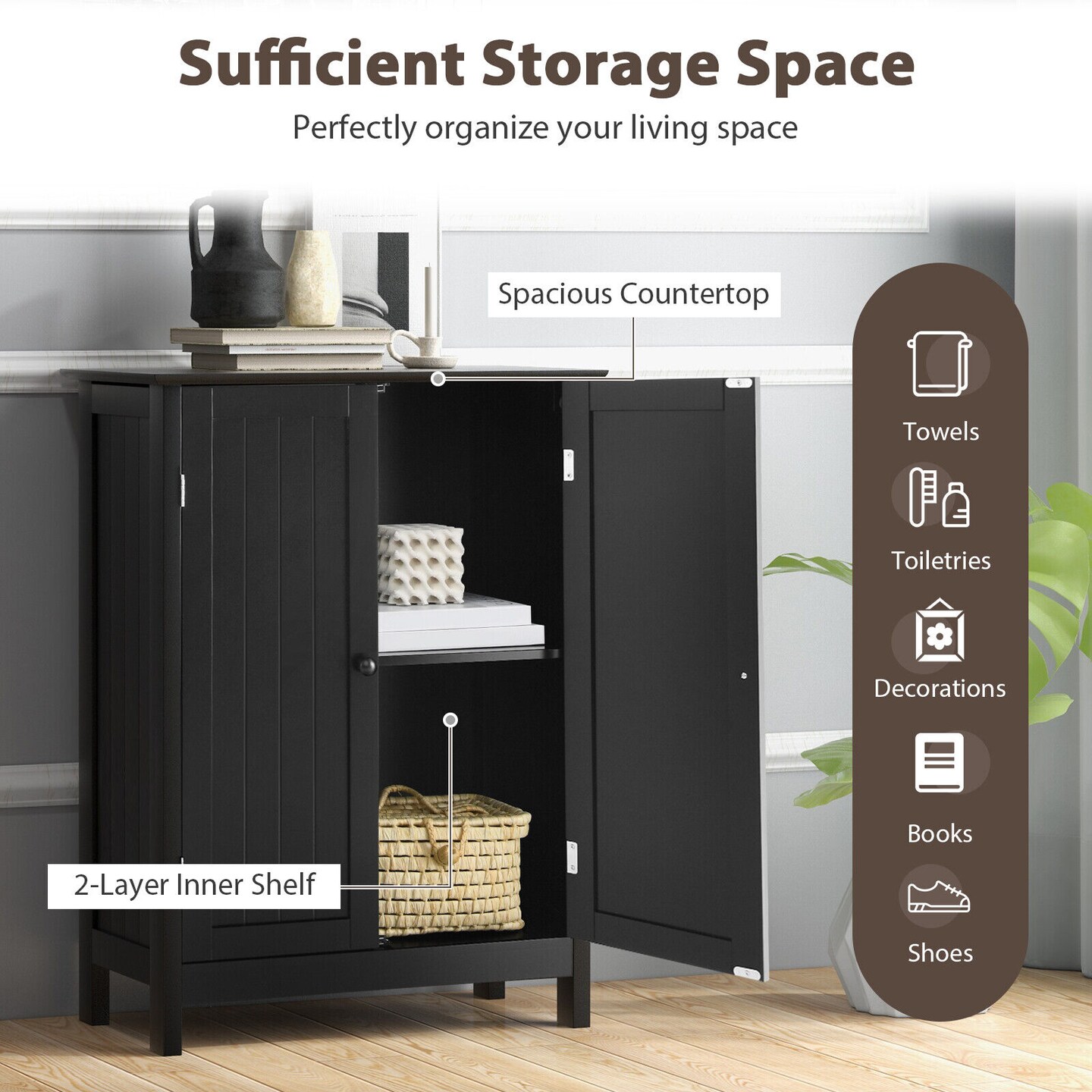 2-Door Freee-Standing Bathroom Cabinet with Shelf | Michaels