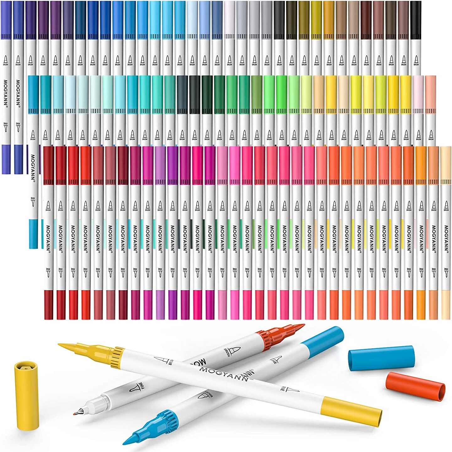 100 Unique Colors Dual Tip Brush Pens Non-Toxic Odorless Markers