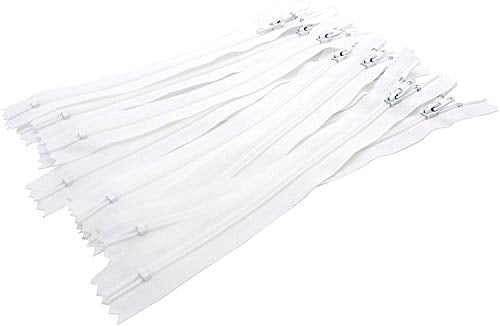 #3 Skirt &#x26; Dress White YKK Coil Closed Bottom Zippers for Sewing Craft &#x26; Apparel - Made in The United States (12 Zippers Per Pack) (8&#x22; Inches)