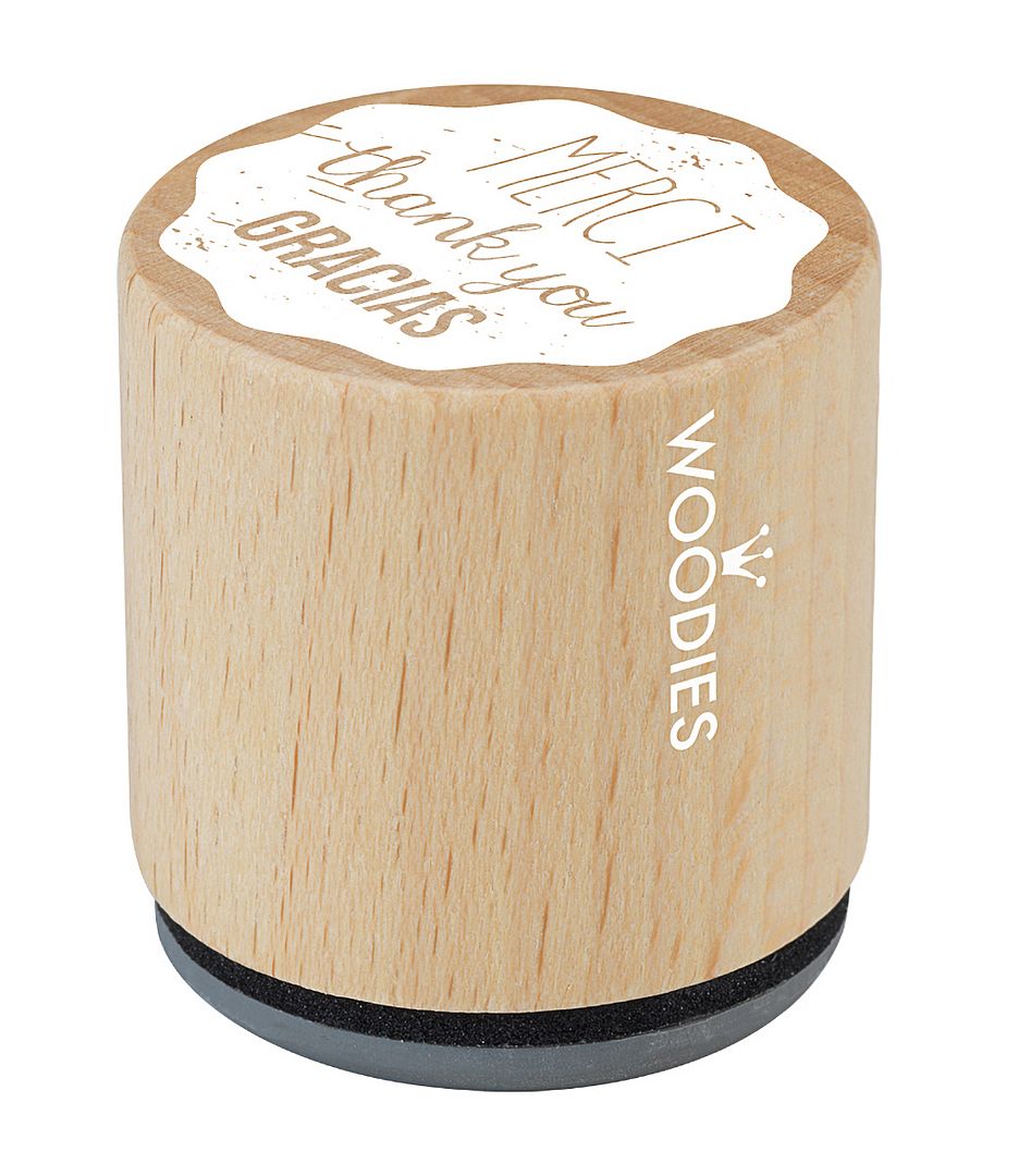 WOODIES Holiday Stamp, Thank You Gracia Impression, 1-3/16" diameter Impression, Stamp Pad Sold Separately