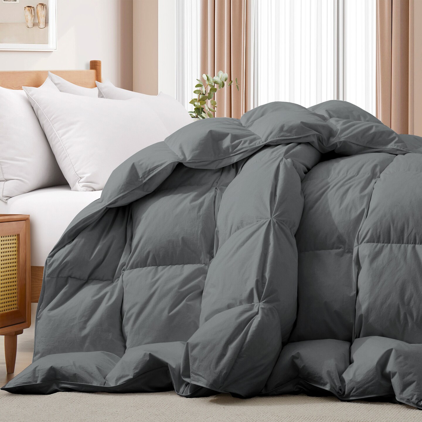 Goose Feather Down Comforter All Seasons Twin Full Queen King 100% Cotton