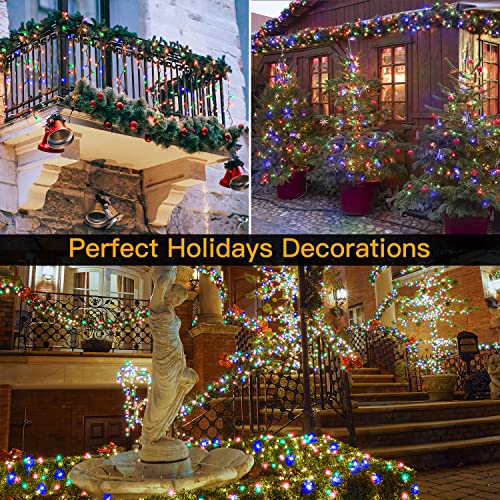 Ollny Christmas Lights Outdoor String Lights Plug in 400Led/132ft with Remote Extra Long Waterproof Multi-Colored Timer 8 Lighting Modes for Thanksgiving Xmas Holidays Indoor Outdoor Decorations