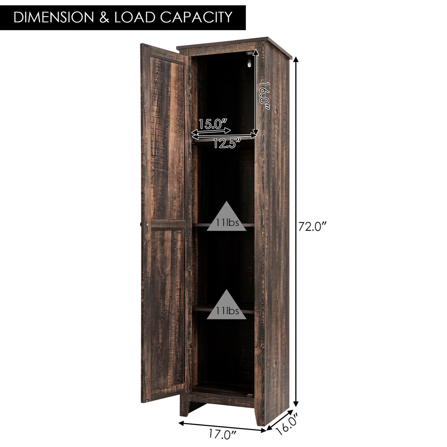 MDF Linen Tower Bathroom Storage Cabinet with 4 Shelves