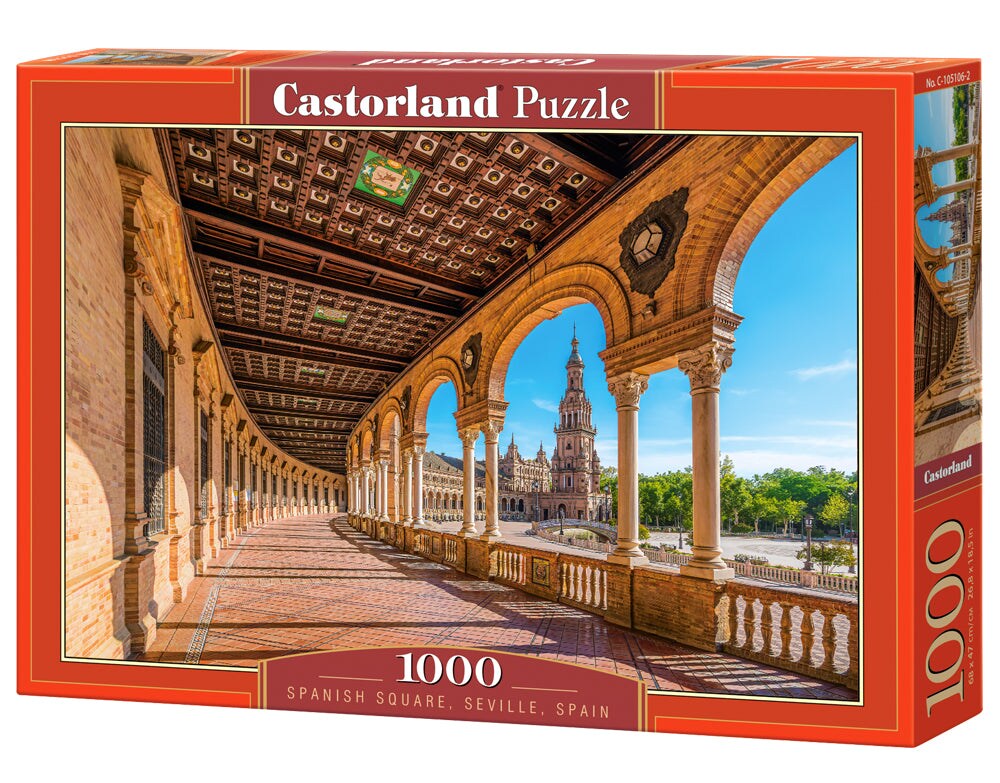 1000 Piece Jigsaw Puzzle, Spanish Square, Seville, Spain , Andalusia, Monument puzzle, Adult Puzzle, Castorland C-105106-2