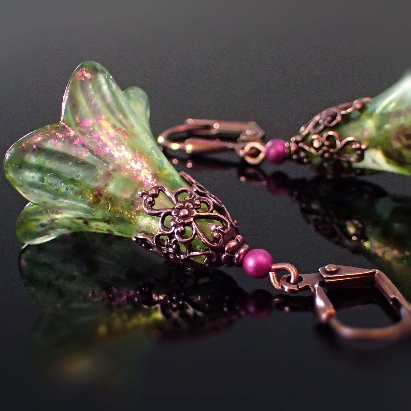 ☆MARS MARK☆ Antique Floral Earring No2 M137 Vintage Marsala Co 