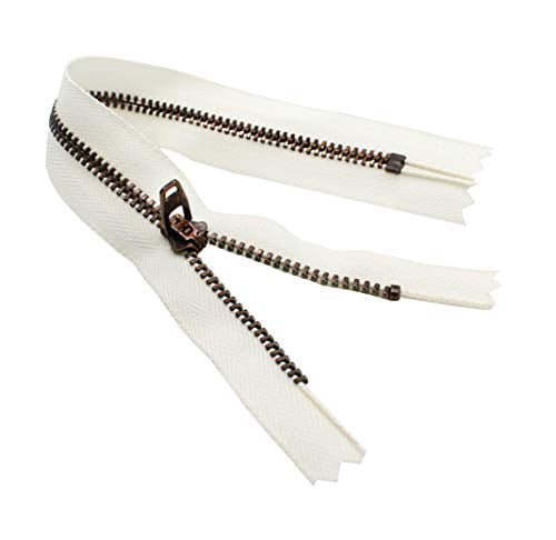 #4.5 Antique Brass Jeans/Pants Off-White Medium Weight YKK Zippers - Color Off-White #801 - Made in The United States (1 Zipper Per Pack) (6" Inches)