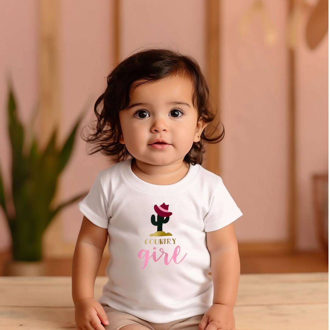 Country Girl Cactus Onesie and Toddler Shirt, Cute Baby Bodysuit, Infant  Clothing, Cactus and Cowboy Hat Design, size: 0-3 Months , color: Black