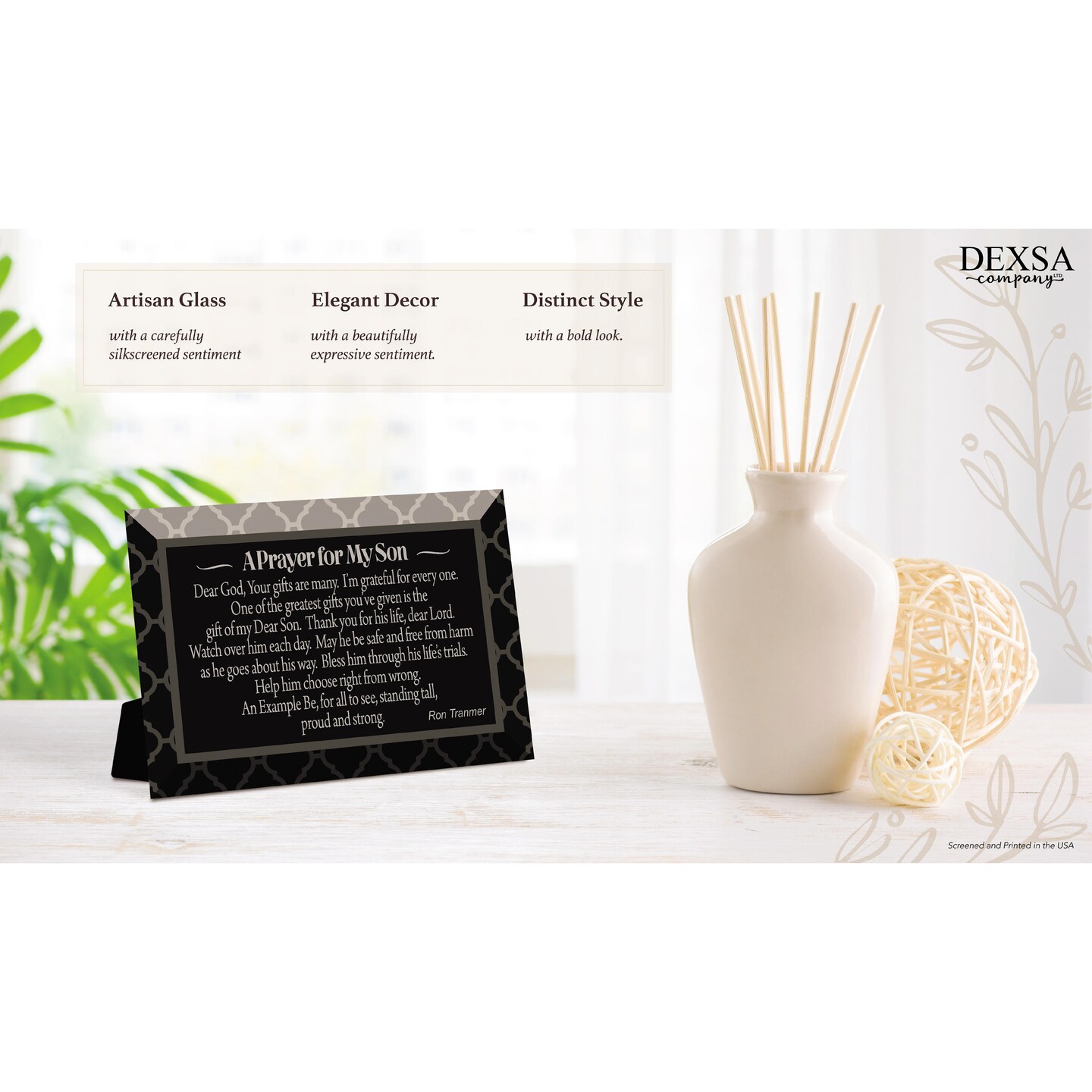 Dexsa Prayer For My Son Glass Plaque with Easel 4 inches x 6 inches