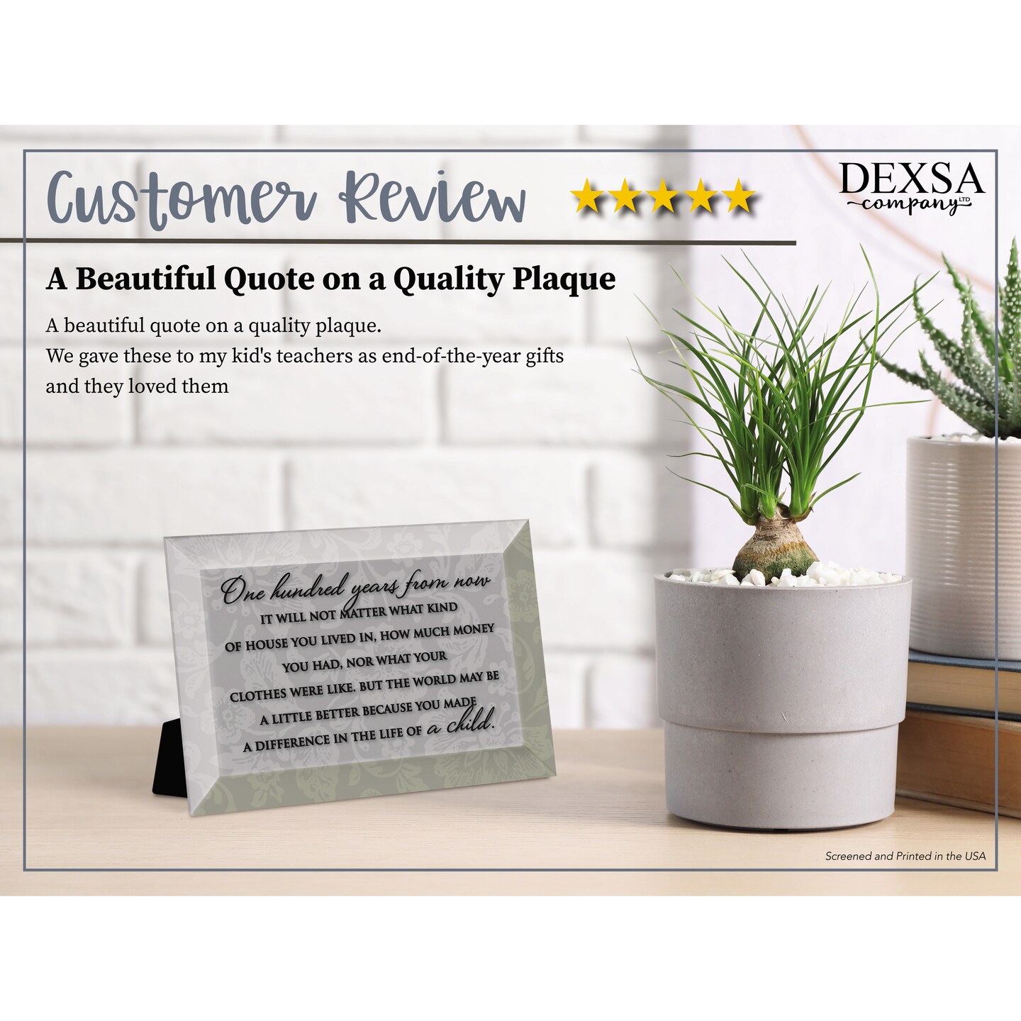 Dexsa One Hundred Years Beveled Glass Plaque with Easel