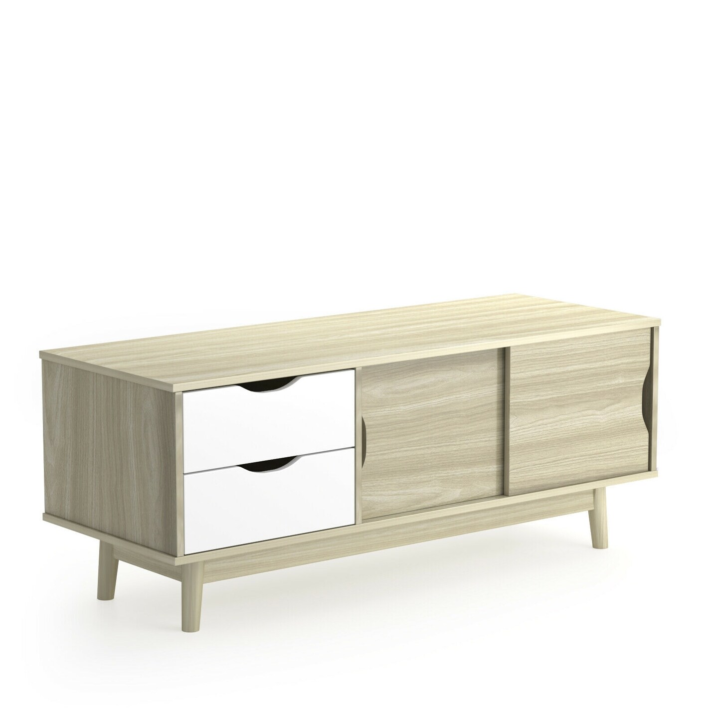 Engineered Wood TV Console Cabinet with Drawers and Sliding Doors
