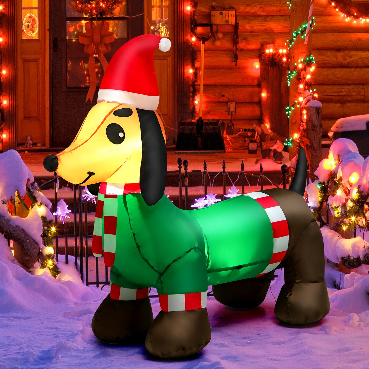 4 Feet Long Christmas Inflatable Dachshund Dog