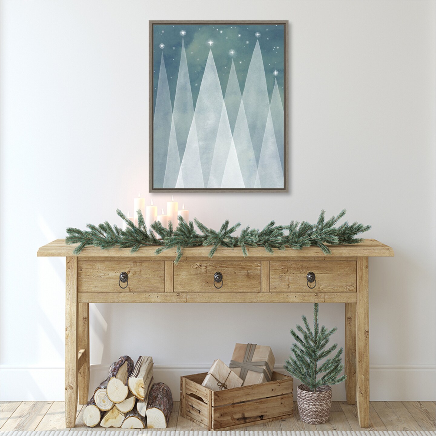 Mod Evergreens II by Grace Popp Canvas Art Framed