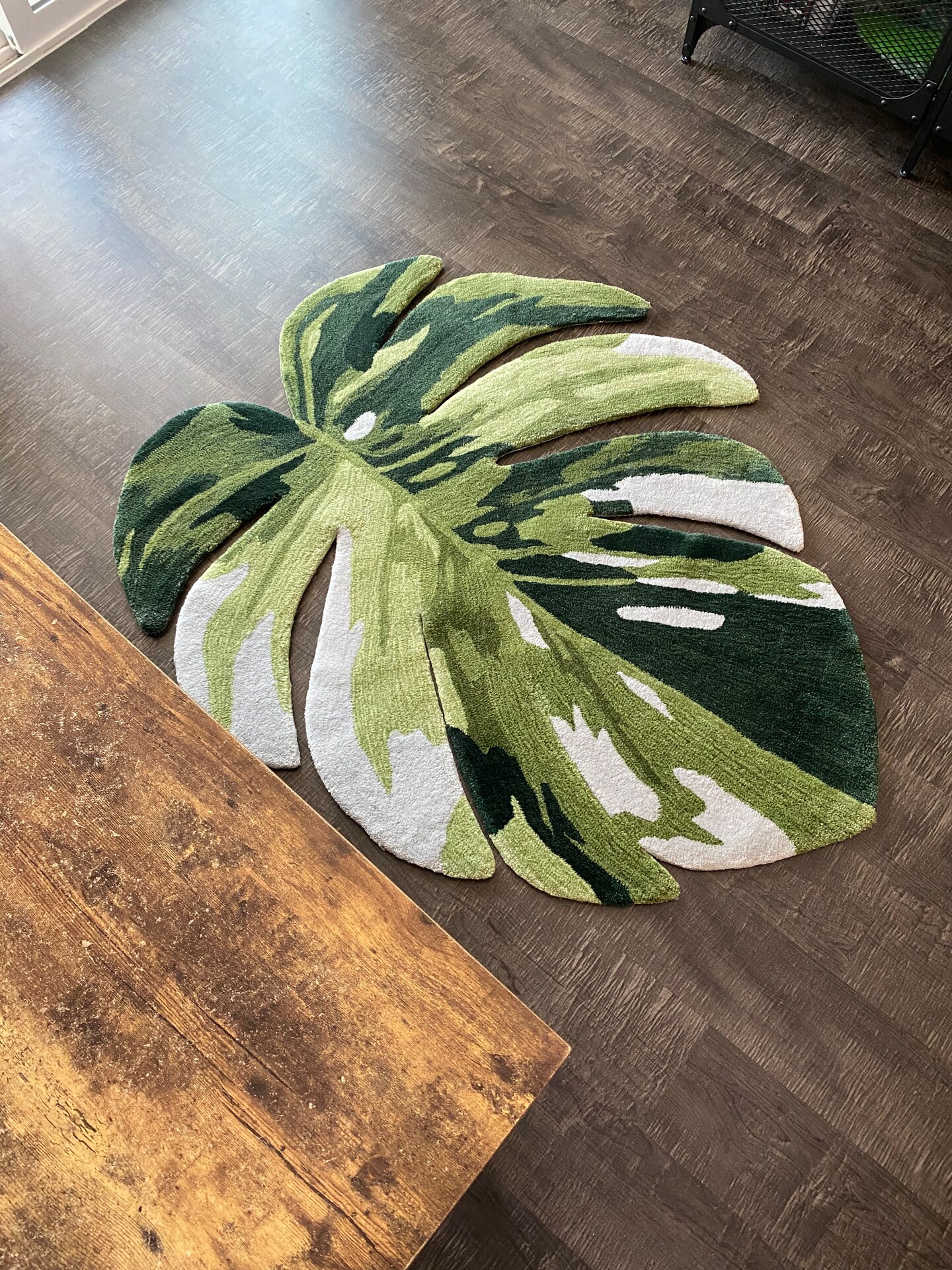 Green Leaf Area Rug for Nursery, Monstera Leaf Rug, Handmade Leaf Area ...