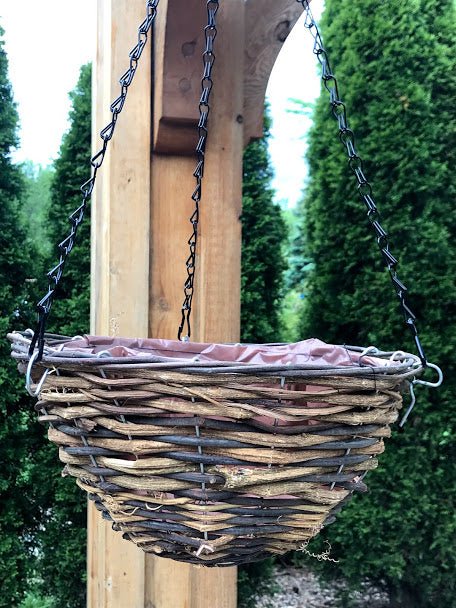 14&#x22; RUSTIC WICKER WOOD Hanging Woven Basket