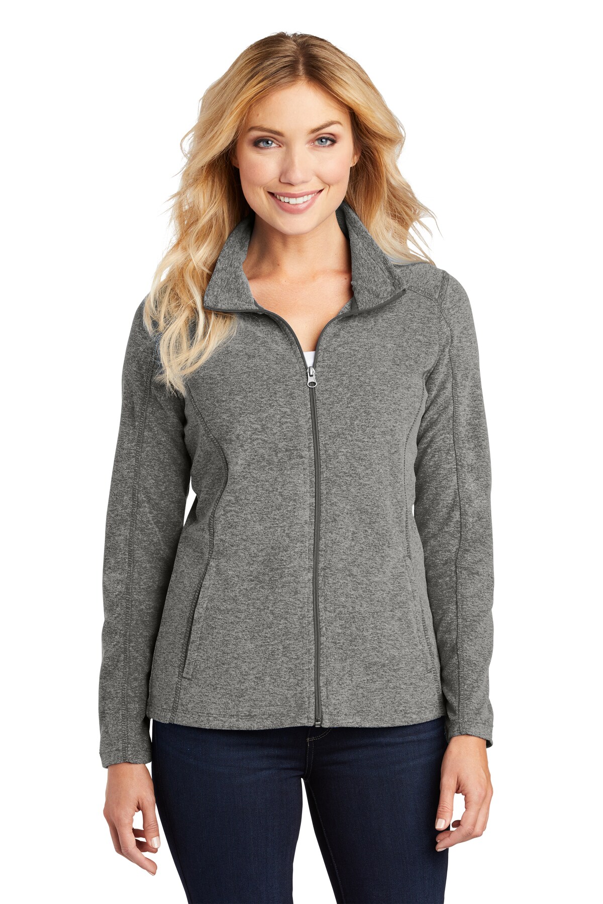 Port Authority® Women's Heather Microfleece Full-Zip Long Sleeve Jacket