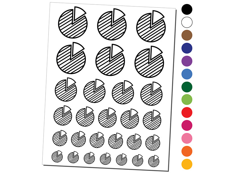 Pie Chart Business Office Icon Temporary Tattoo Water Resistant Fake Body Art Set Collection