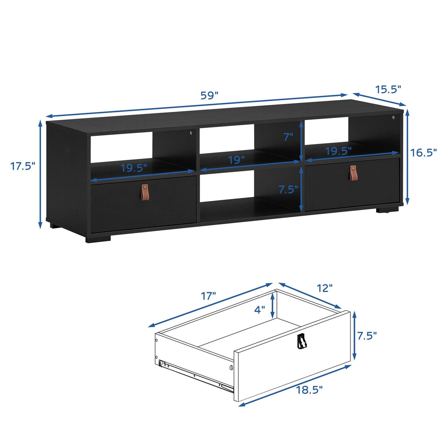 TV Stand Entertainment Media Center Console for TV&#x27;s up to 60 Inch with Drawers
