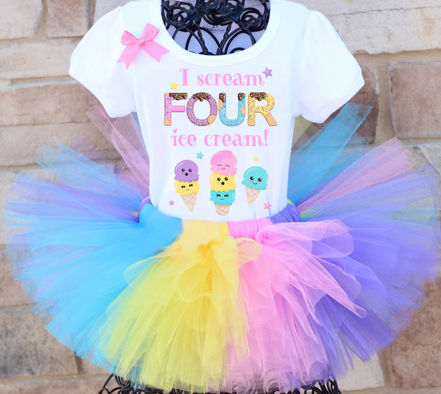Ice Cream Birthday Tutu Outfit, I Scream FOUR Ice Cream Tutu Outfit |  MakerPlace by Michaels, image size:1080x967