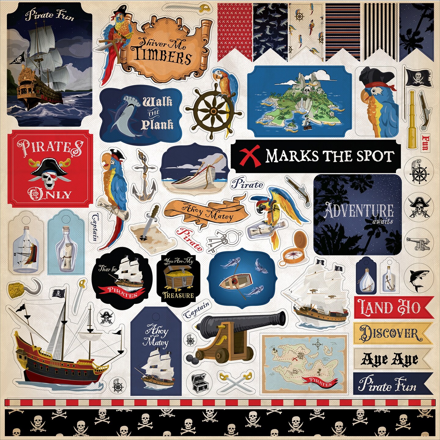 Pirates Cardstock Stickers 12&#x22;X12&#x22;-Elements