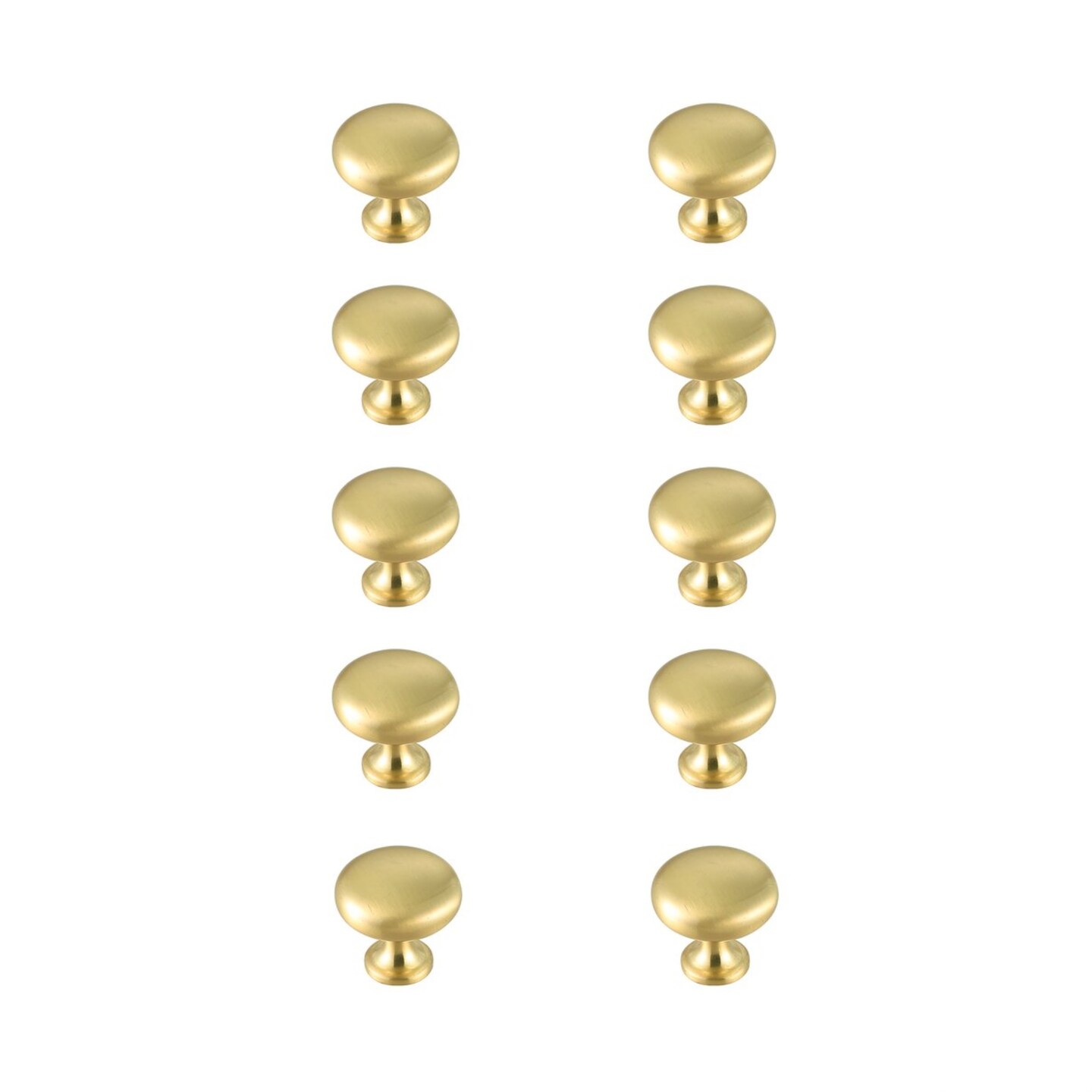 Cadon 1.2" Diameter Brushed Gold Mushroom Knob Multipack (Set of 10)