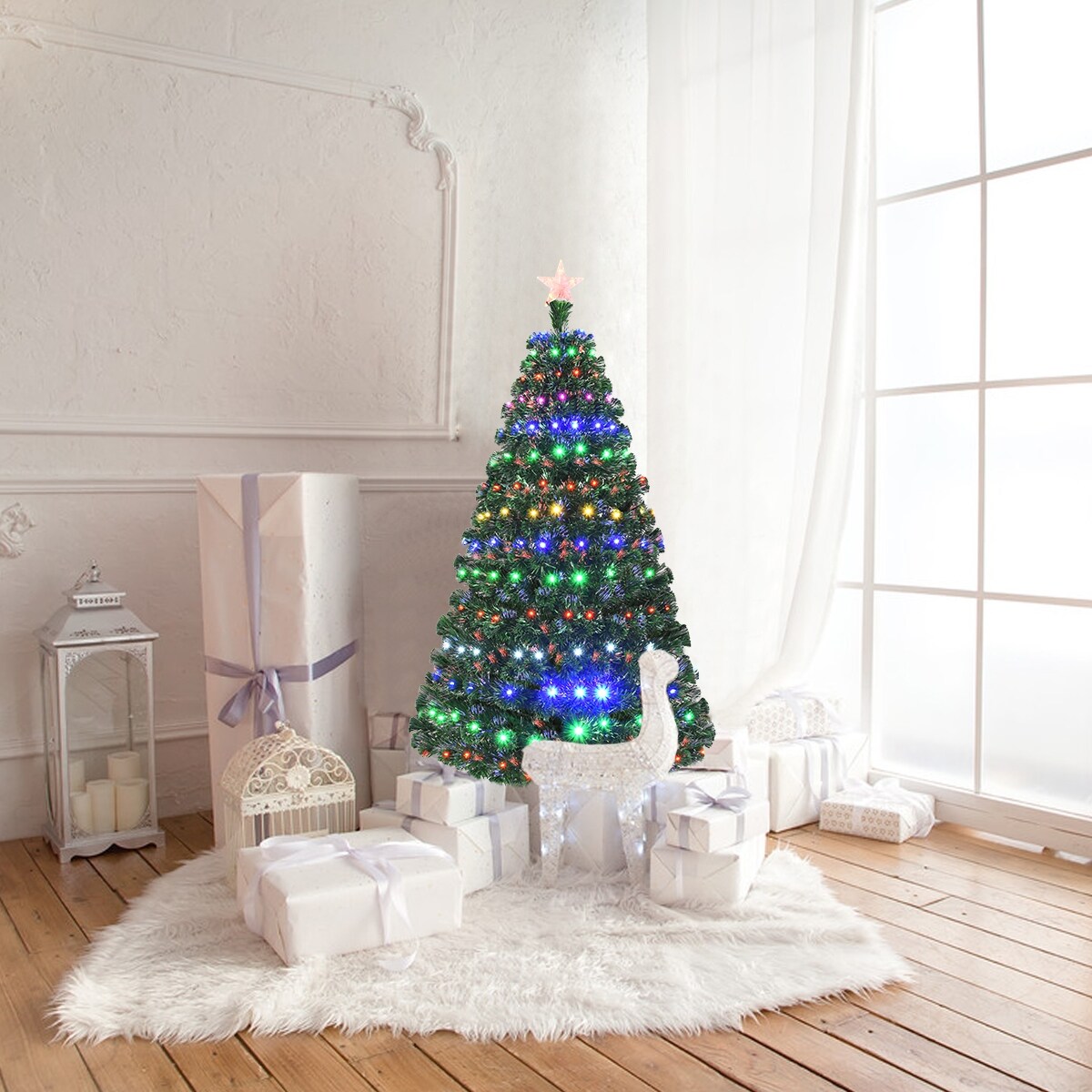 Multi-color Artificial Christmas Tree with LED Light and Metal Stand