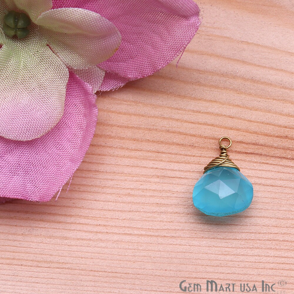 Gold Wire Wrapped Pendant, 17x10mm Drop Connector, Single Bail Gemstone Pendant, DIY Earring, DIY Jewelry, GemMartUSA (GP-50094)