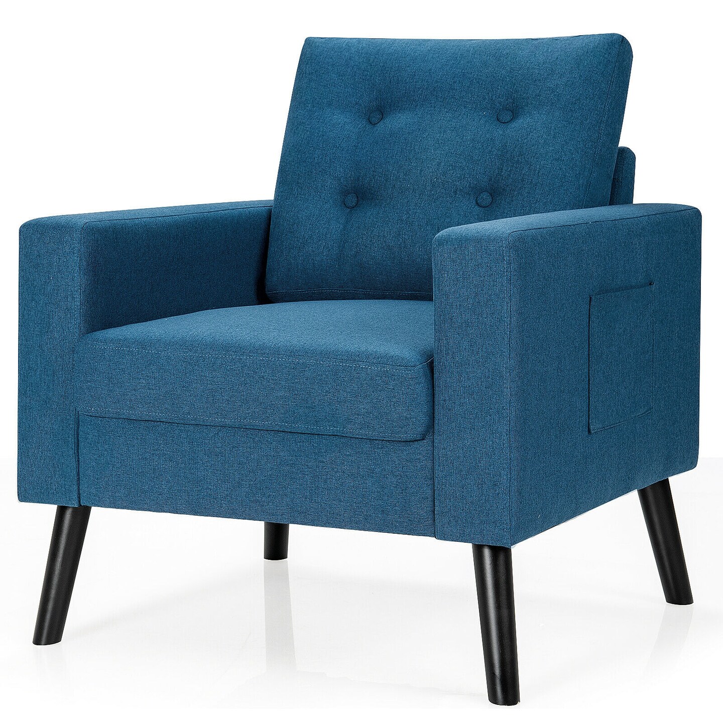 Modern Button Tufted Accent Chair with Rubber Wood Legs and Wide Backrest Ideal for Any Room