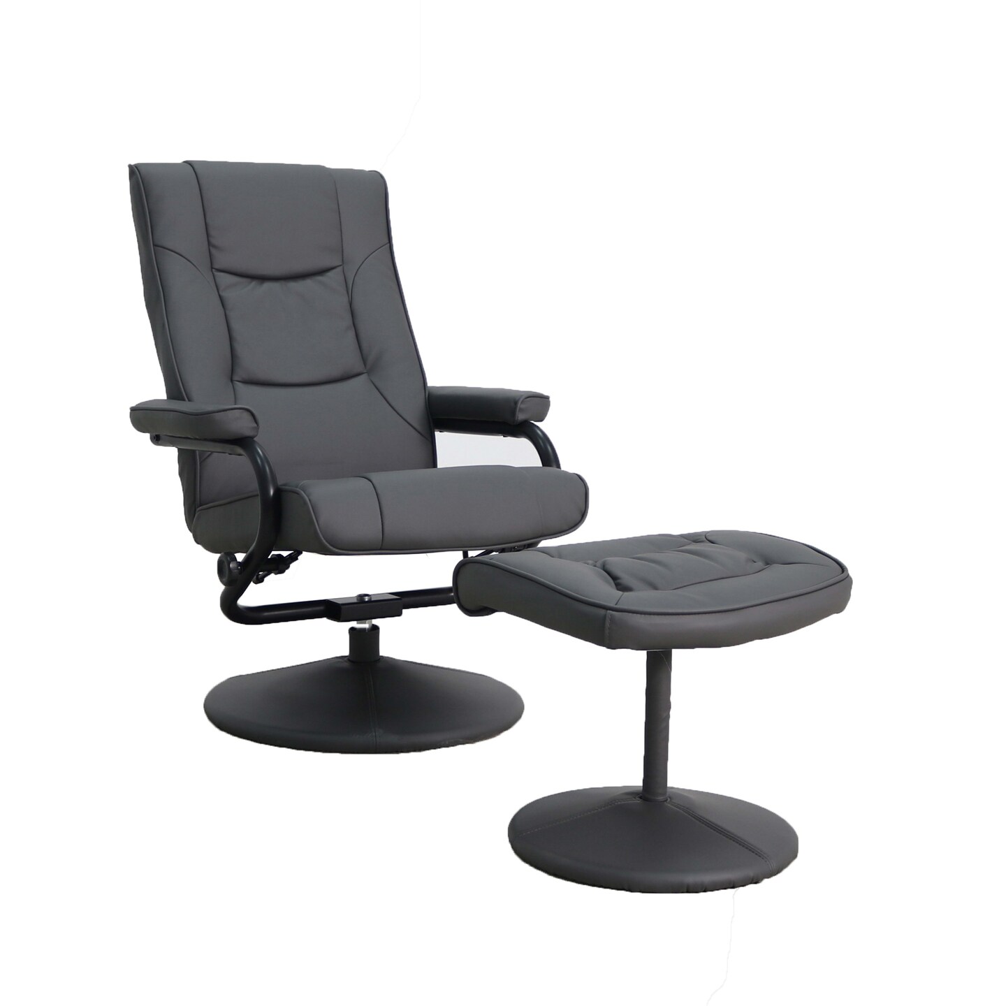 Emma and Oliver Contemporary Multi-Position Recliner &#x26; Ottoman w/ Wrapped Base