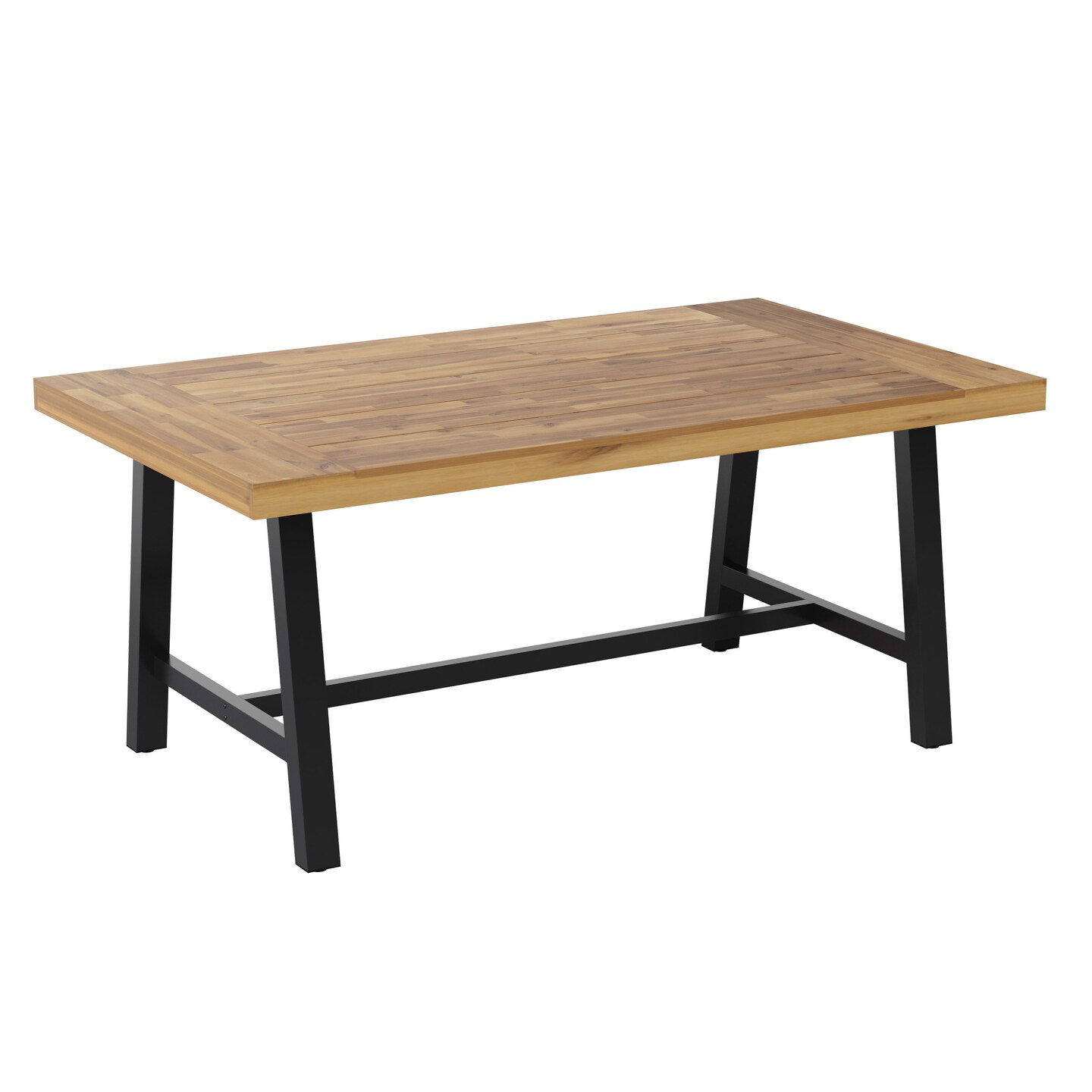Merrick Lane Zuli Solid Acacia Wood Dining Table with Metal Legs for Indoor and Outdoor Use