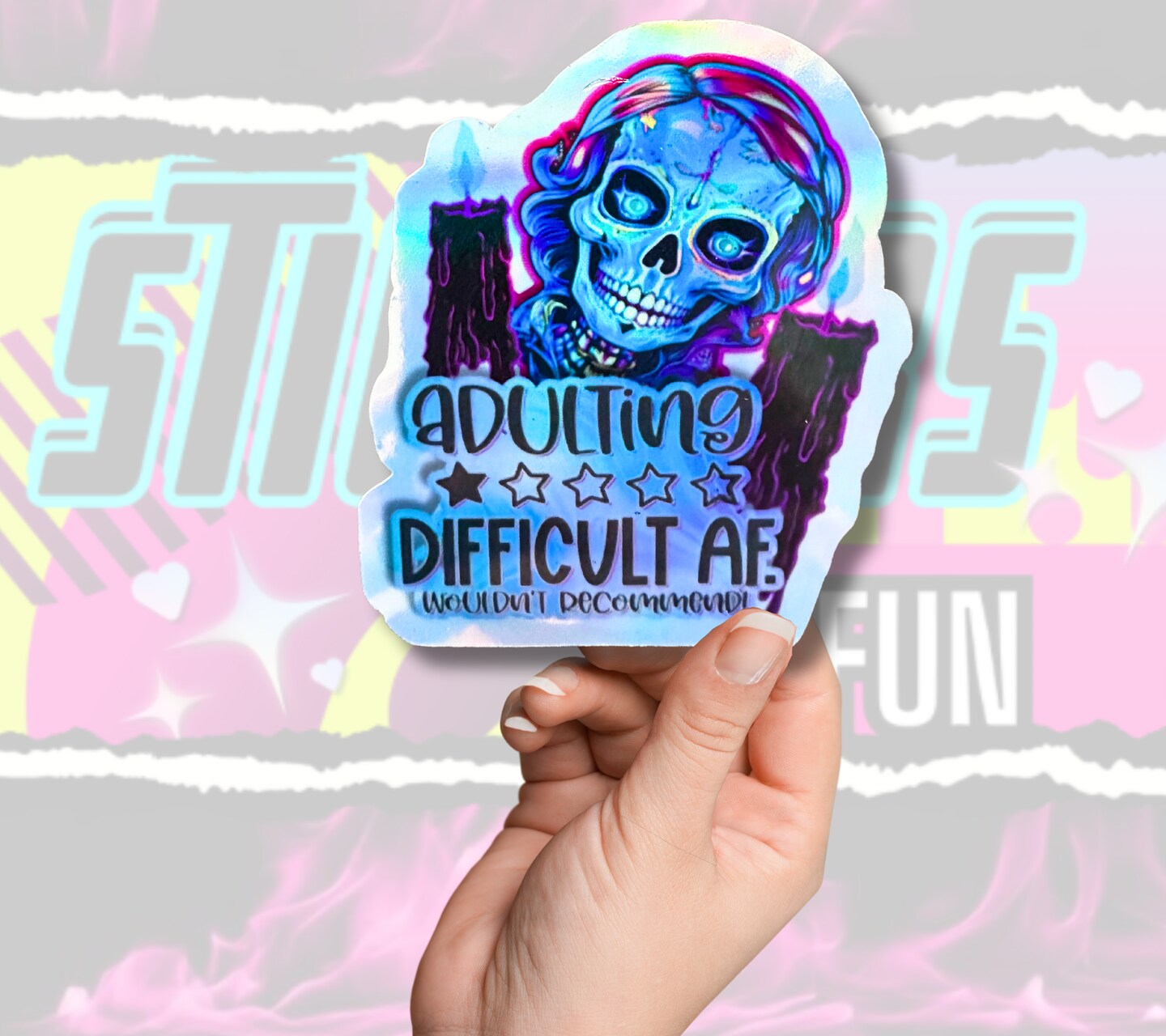 Adulting Personality Stickers, Perfect Gift for Sarcastic Friends, Die Cut  Holographic or Glossy One Piece Sticker , Made to Order