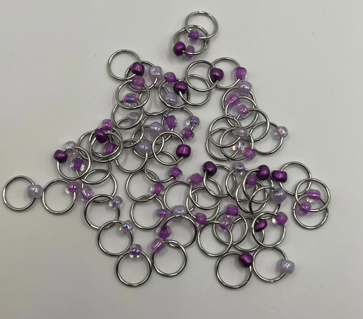 Purple Stitch Markers Knitting Needles Closed Ring Snag Free