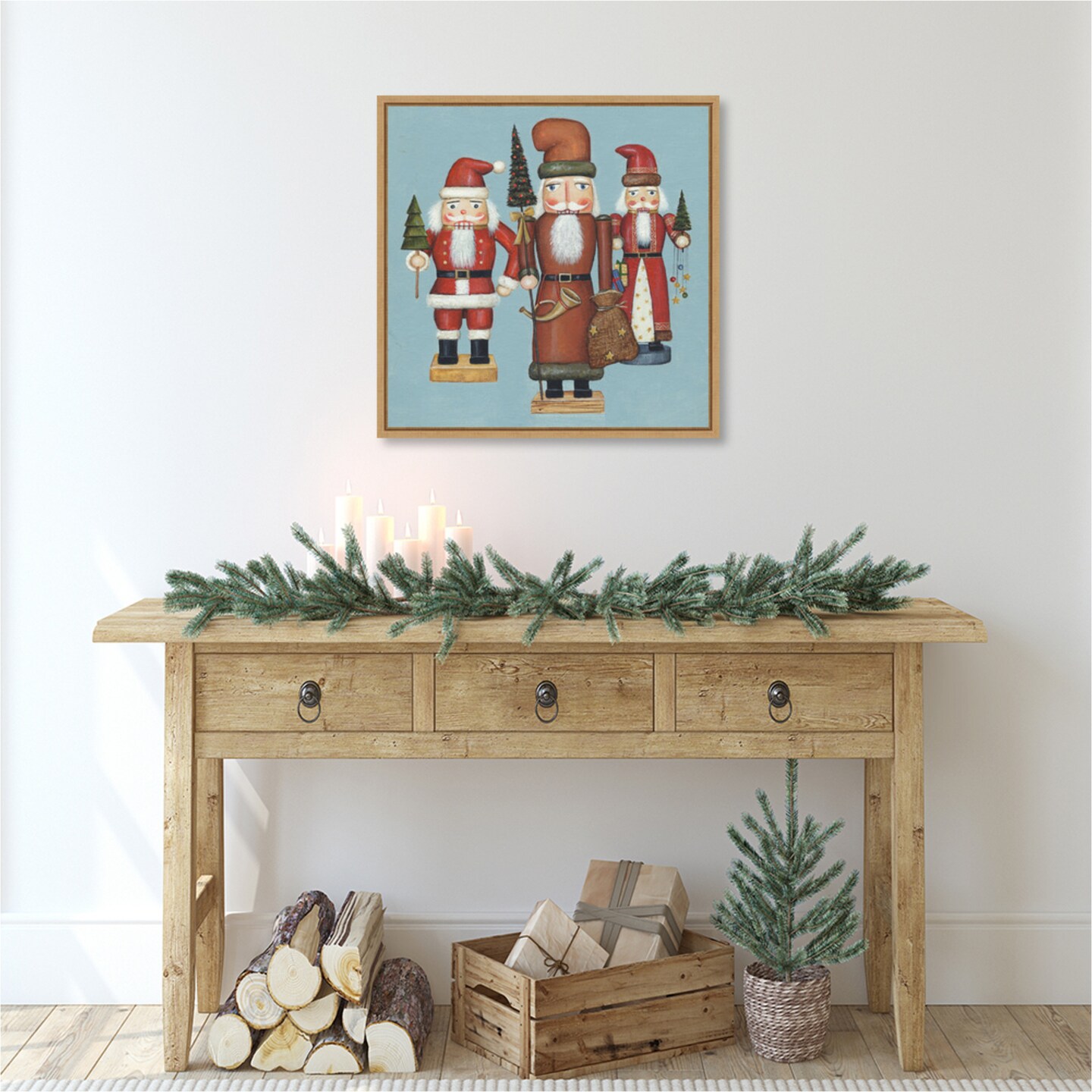 Santa Nutcrackers by David Carter Brown Canvas Art Framed