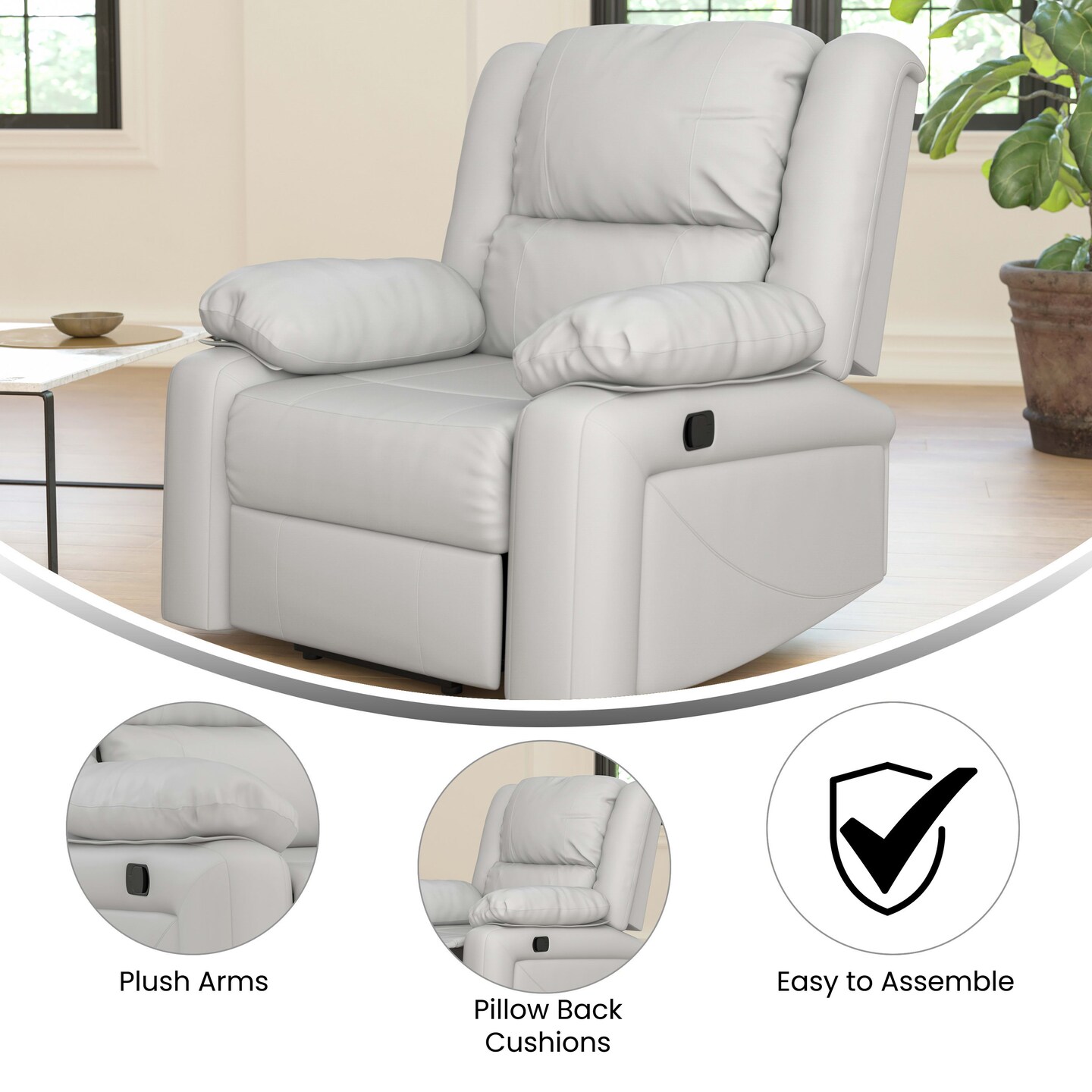 Emma and Oliver Recliner with Bustle Back and Padded Arms