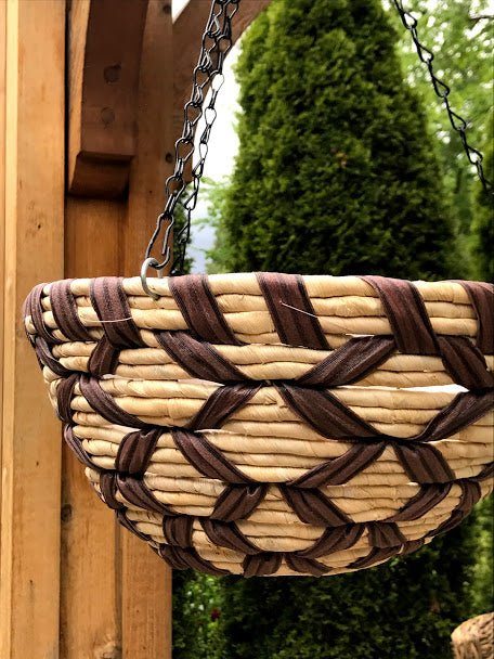 14&#x22; MATTIS Two Color Hanging Woven Basket