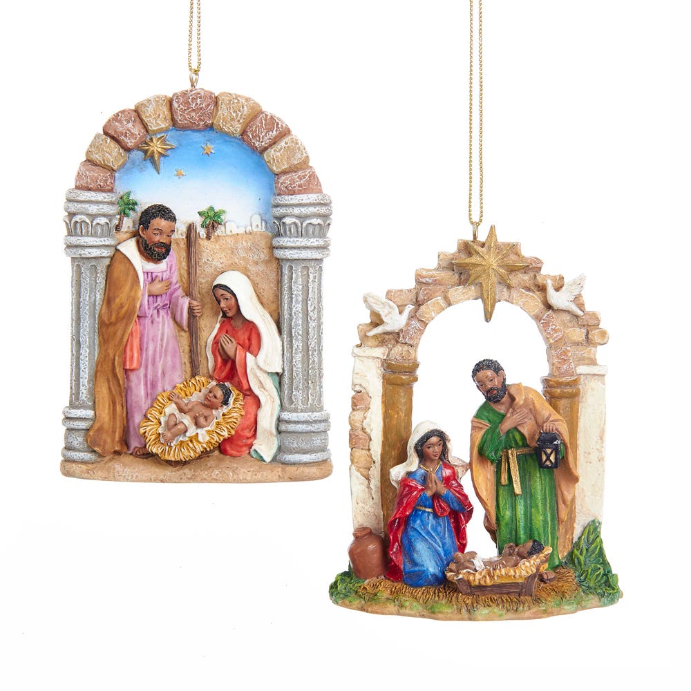 4&#x22; African American Holy Family Ornaments &#x2013; Set of 2 Assorted Christmas Decorations