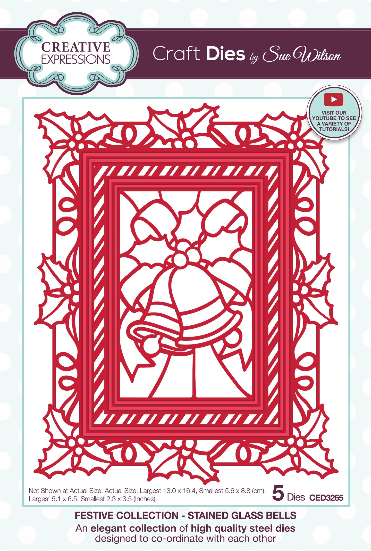 Creative Expressions Craft Dies By Sue Wilson-Festive Stained Glass Bells