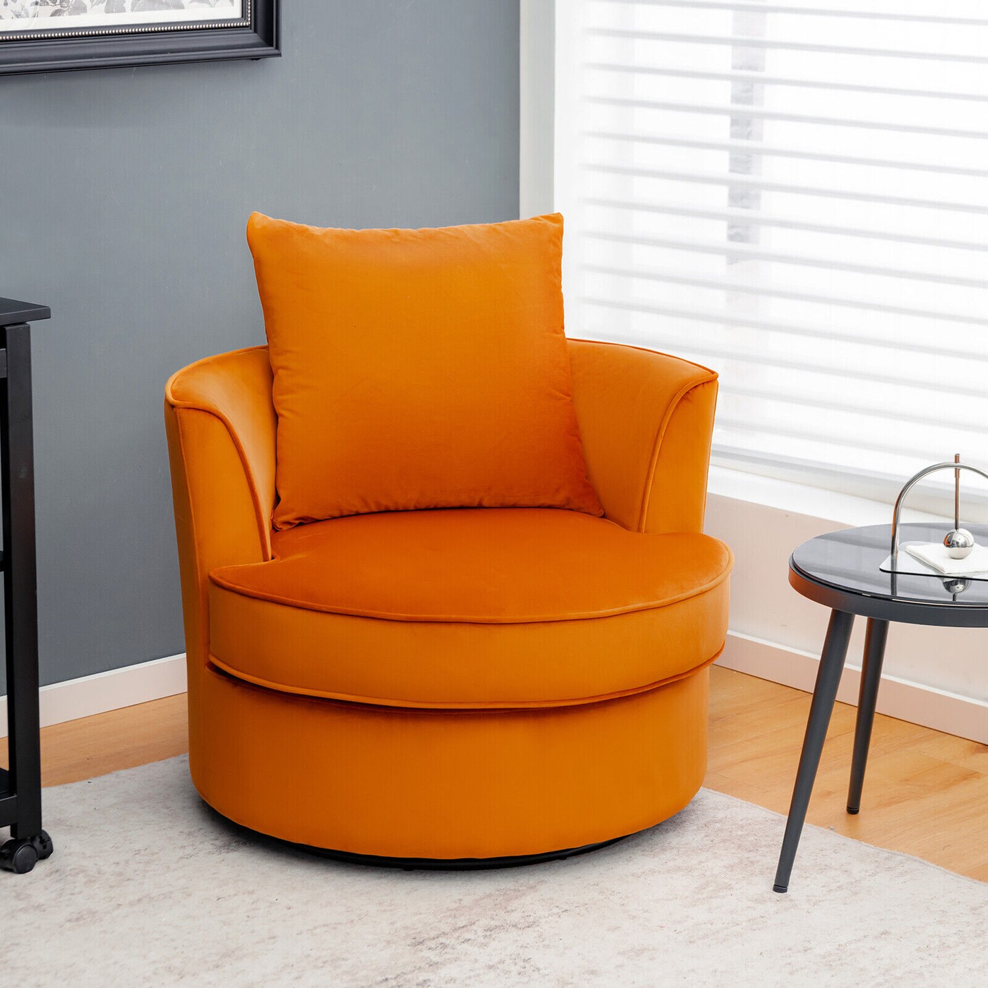 Modern 360&#xB0; Swivel Barrel Chair with No Assembly Needed-Orange