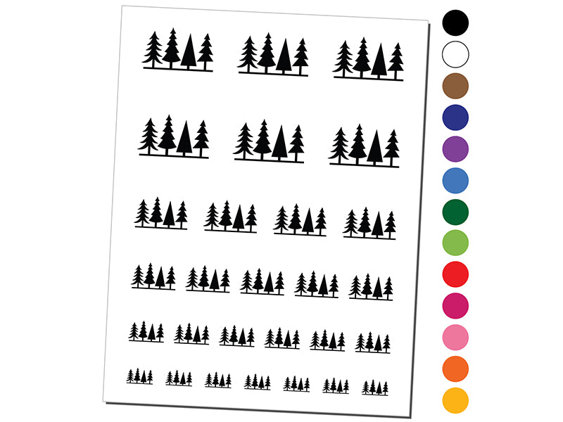 Group of Christmas Trees Temporary Tattoo Water Resistant Fake Body Art
