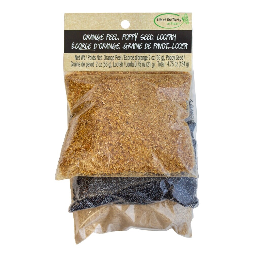 Life Of The Party Exfoliating Additives 3/Pkg-Orange Peel, Poppy Seed, and Loofah