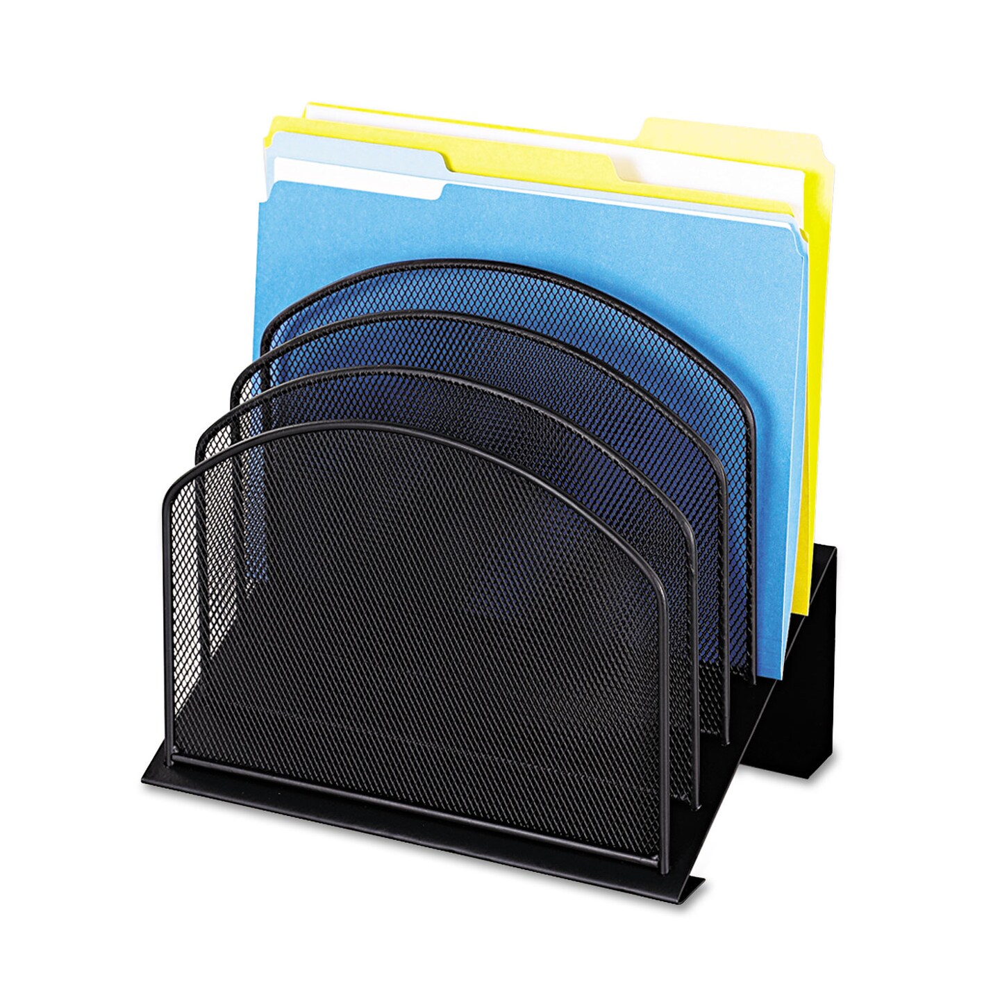 Onyx Mesh Desk Organizer with Tiered Sections, 5 Sections, Letter to Legal Size Files, 11.25 Onyx Mesh Desk Organizer with Tiered Sections, 5 Sections, Letter to Legal Size Files, 11.25