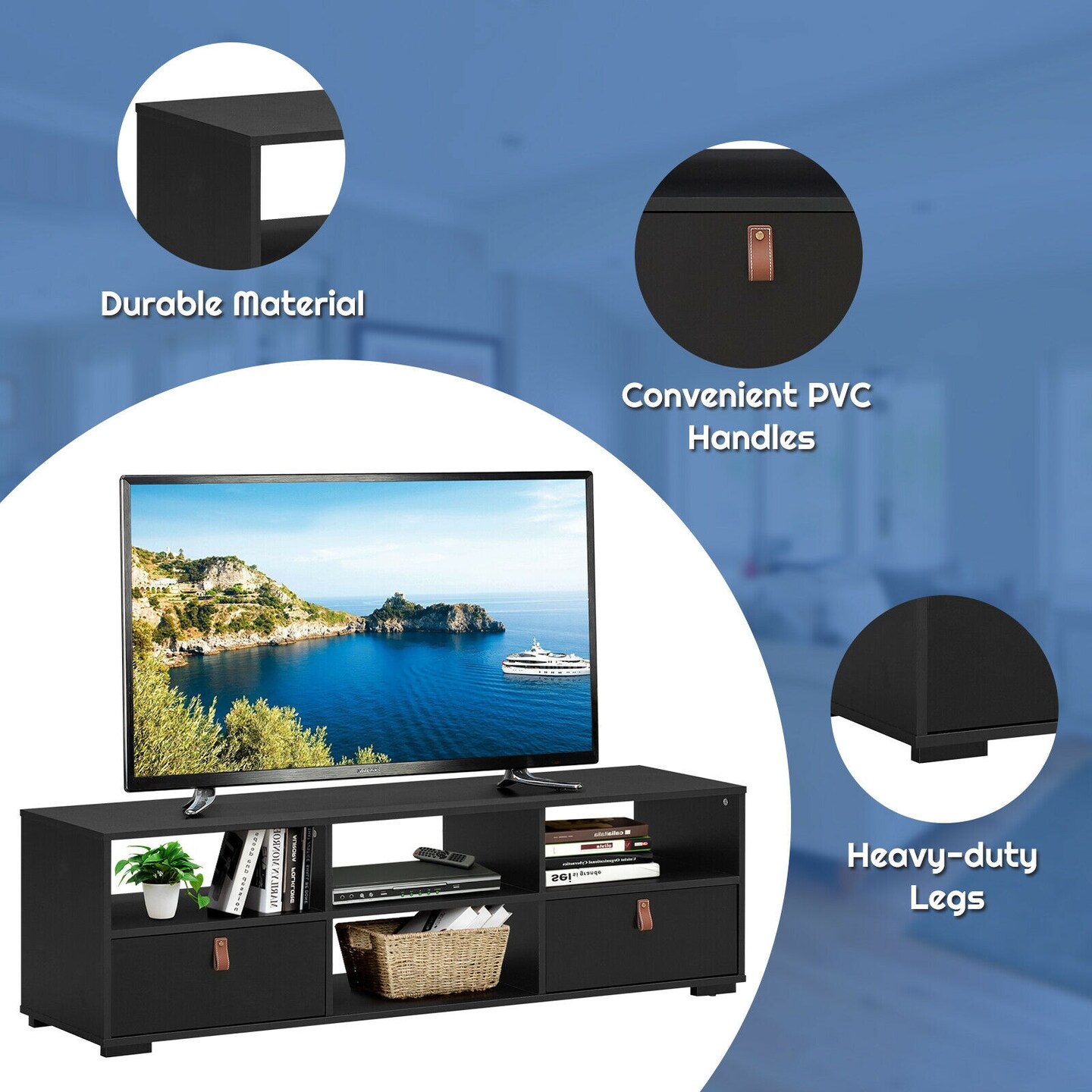 TV Stand Entertainment Media Center Console for TV&#x27;s up to 60 Inch with Drawers